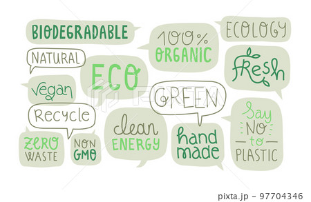 Green nature care lettering quote label isolated 97704346