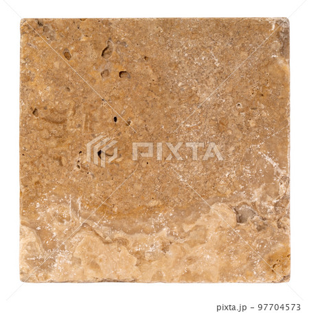 Natural travertine tile isolated on white. Scabos travertine. Ready for clipping path. Natural travertine tile isolated on white. Scabos travertine. Ready for clipping path. 97704573