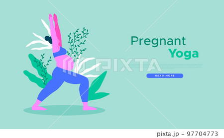 Pregnant Yoga plant leaf web template cartoon 97704773