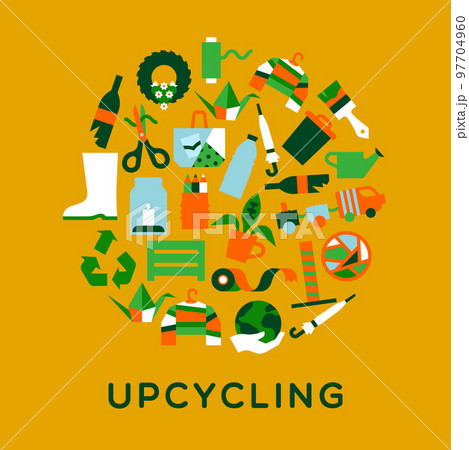 Upcycling green modern flat icon upcycle concept 97704960