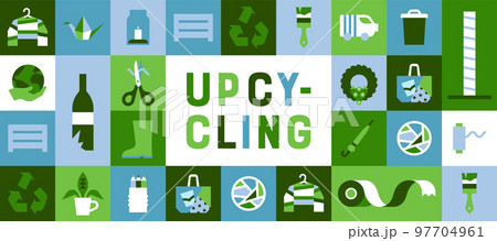 Upcycling green flat geometric cartoon icon banner 97704961