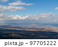Aerial view of the city of Sofia, Bulgaria. The capital of Bulgaria is located in the west of the country at the foot of the Vitosha mountain range. History of city has more than two thousand years. 97705222