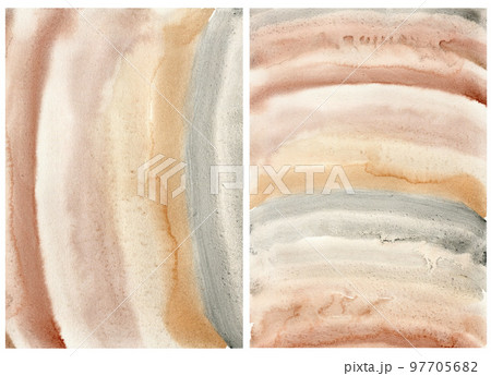 Watercolor abstract background with pink, gold, beige and yellow stripes. Rainbow style. Hand painted pastel illustration isolated on white background. Spots for design, print, fabric or background. Watercolor abstract background with pink, gold, beige and yellow stripes. Rainbow style. Hand painted pastel illustration isolated on white background. Spots for design, print, fabric or background. 97705682