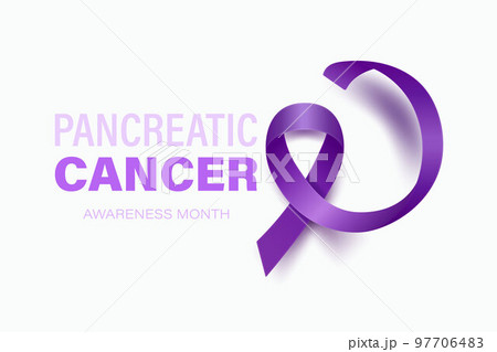 Pancreatic Cancer Banner, Card, Placard with Vector 3d Realistic Purple Ribbon on White Background. Pancreatic Cancer Awareness Month Symbol Closeup. World Pancreatic Cancer Day Concept Pancreatic Cancer Banner, Card, Placard with Vector 3d Realistic Purple Ribbon on White Background. Pancreatic Cancer Awareness Month Symbol Closeup. World Pancreatic Cancer Day Concept 97706483