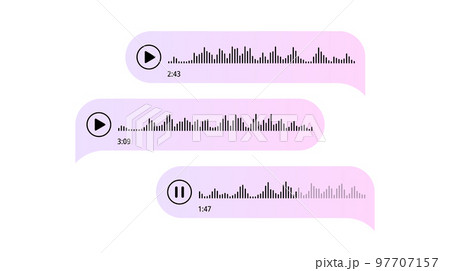 Voice messages. Bubbles with audio record. Chat messenger Ui concept. Speech bubbles. Interface for sound call and speech records.  97707157