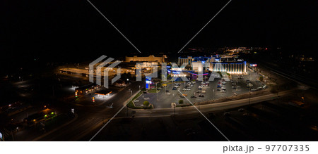 Aerial view of the Wendover city near Bonneville Salt Flats in Nevada. 97707335