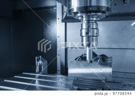 The CNC milling machine rough cutting the injection mold parts by indexable tools. 97708344