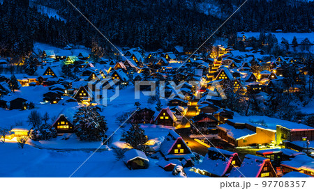 冬の白川郷(夜景) 冬の白川郷(夜景) 97708357