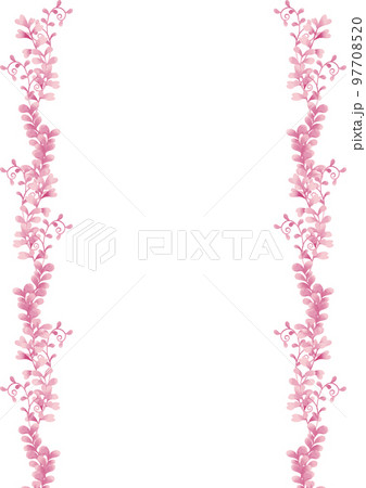 水彩風 植物・蔦飾り(ピンク)フレーム 縦 背景白 水彩風 植物・蔦飾り(ピンク)フレーム 縦 背景白 97708520