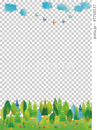 北欧風　森と空（鳥）フレーム　縦 97708537