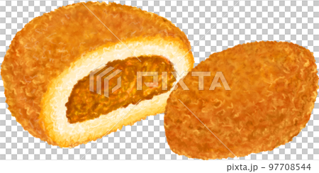 カレーパン_断面を見せているところ 97708544