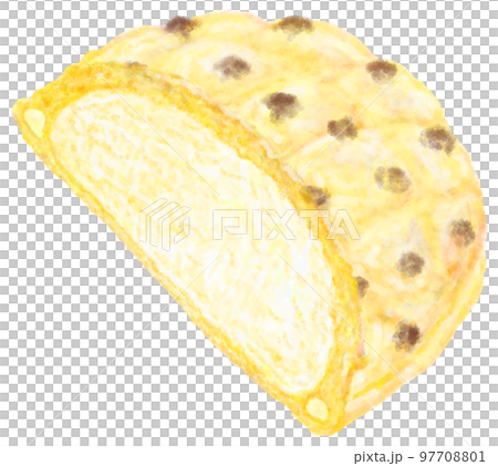 Cross section of chocolate chip melon bread 97708801