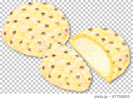 パンの断面_チョコチップメロンパン パンの断面_チョコチップメロンパン 97708803