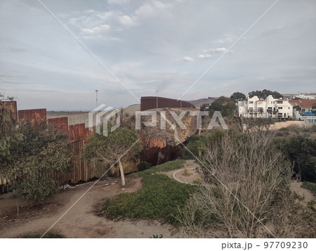 Illegal Immigration Drug Trafficking Border Wall between Mexico Tijuana United States Baja California 97709230