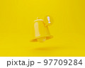 Yellow notification bell with icon new notification. 3d rendering illustration 97709284