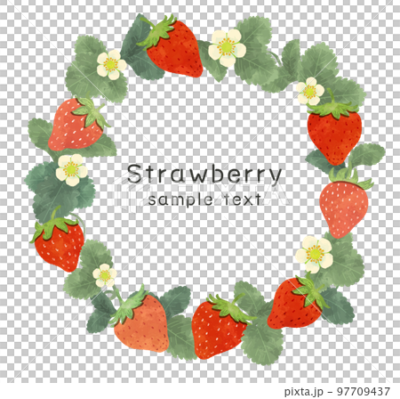 草莓花環框架插圖素材 97709437