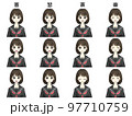 女子セーラー冬服　喜怒哀楽の表情差分イラストセット 97710759
