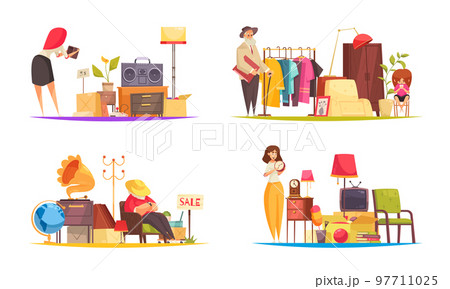 Garage Sale Concept Icons Set 97711025