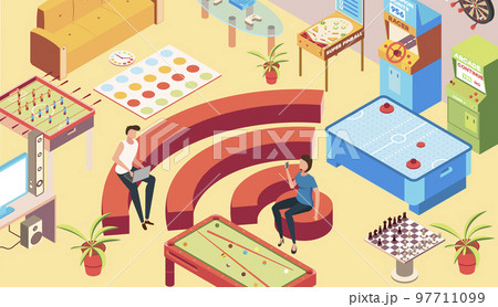 Recreation Room Isometric Background Recreation Room Isometric Background 97711099