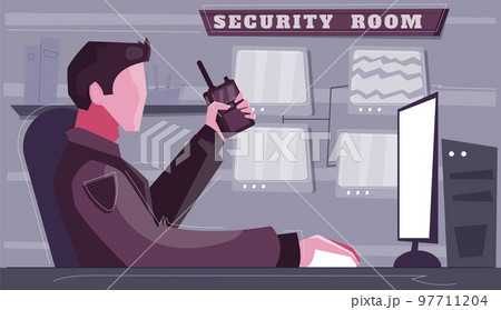 Security Room Flat Background Security Room Flat Background 97711204