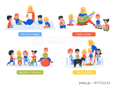 Kindergarten Flat Compositions Set Kindergarten Flat Compositions Set 97711212