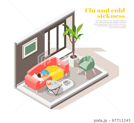 Flu Cold Sickness Isometric Composition 97711245