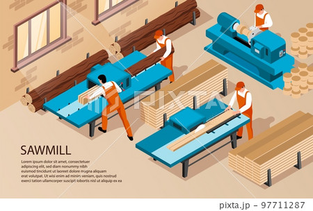 Isometric Sawmill Indoor Background 97711287
