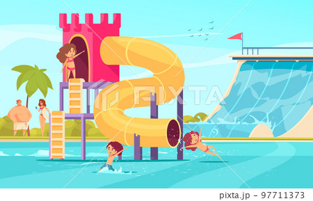 Aqua Park Family Slides Composition 97711373