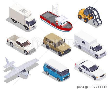 Transport Vehicles Isometric Set 97711416
