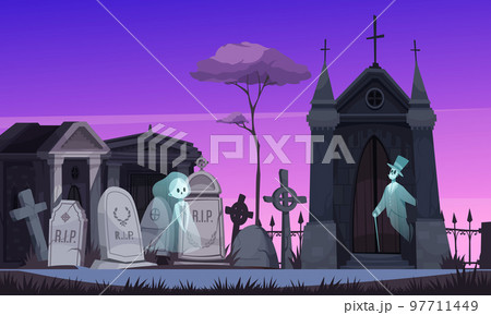 Cemetery Ghost Illustration 97711449