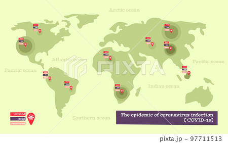 Coronavirus Map Flat Background 97711513