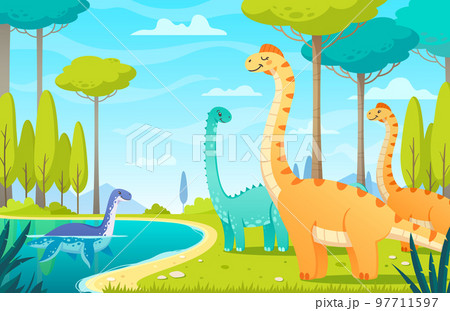 Dinosaurs In Wild Composition 97711597