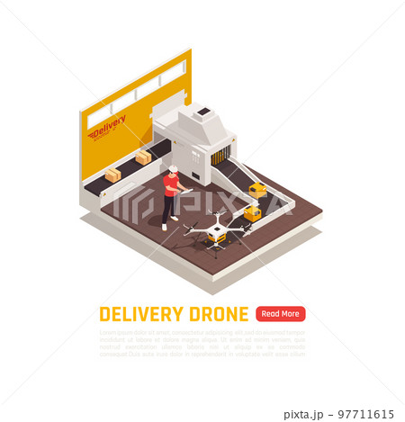 Delivery Drone Factory Background 97711615