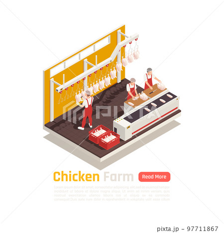 Chicken Farm Isometric Composition 97711867