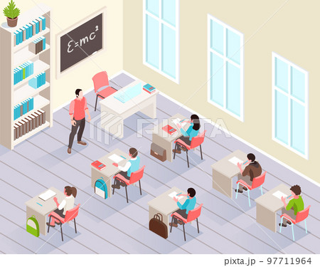 School Classroom Isometric Background School Classroom Isometric Background 97711964