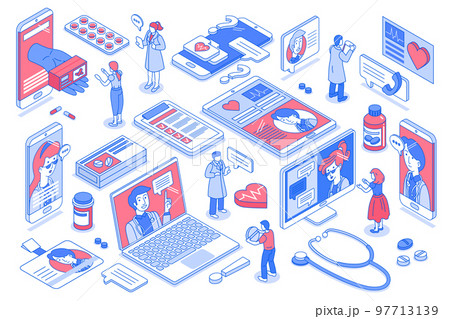 Online Medicine Icons Set 97713139