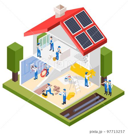 House Repair Isometric Composition House Repair Isometric Composition 97713257