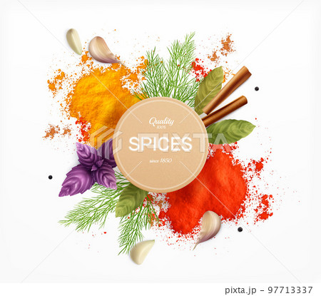 Spices And Herbs Realistic Emblem Spices And Herbs Realistic Emblem 97713337