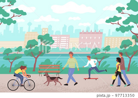 Embankment Of City Park Flat Background 97713350