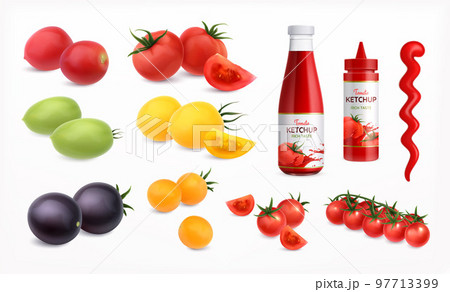 Tomatoes Realistic Icons Set Tomatoes Realistic Icons Set 97713399