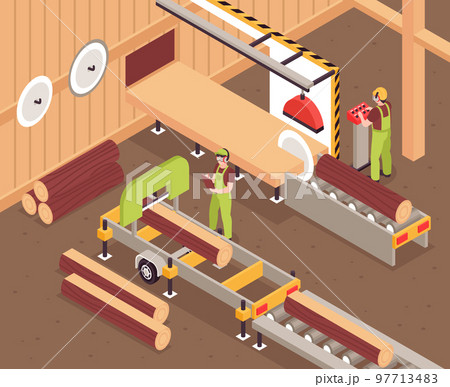 Wooden Furniture Production Illustration 97713483