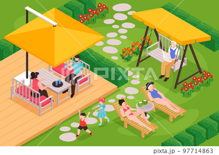 Garden Relax Isometric Composition 97714863