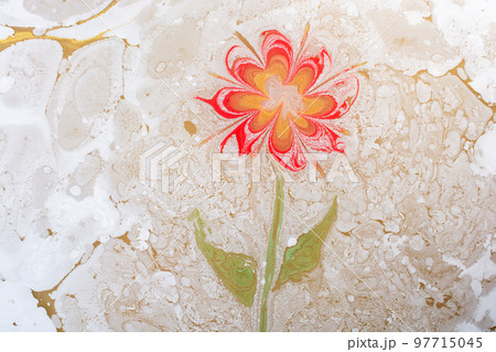 Abstract marble floral pattern texture. Traditional art of Ebru marbling Abstract marble floral pattern texture. Traditional art of Ebru marbling 97715045