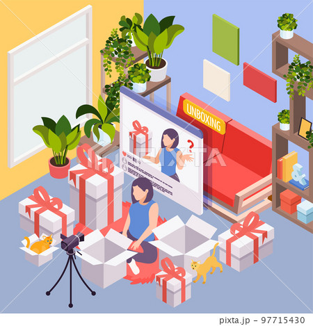 Unboxing Isometric Background Unboxing Isometric Background 97715430