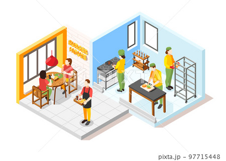 Burger Kitchen Isometric Composition Burger Kitchen Isometric Composition 97715448
