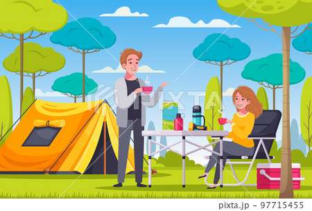 Camping Cartoon Composition Camping Cartoon Composition 97715455
