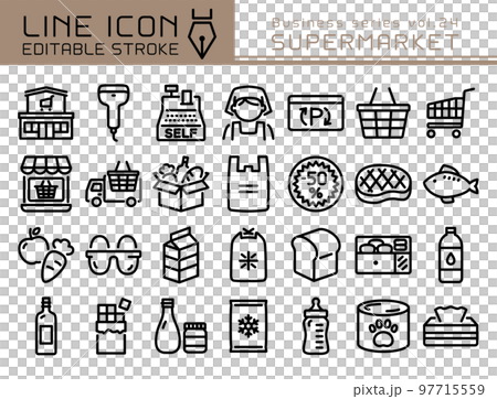 ラインアイコン ビジネスシリーズvol.24 スーパーマーケット ラインアイコン ビジネスシリーズvol.24 スーパーマーケット 97715559