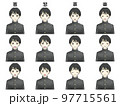 男子学ラン冬服　喜怒哀楽の表情差分イラストセット 97715561