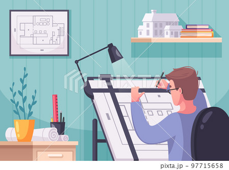 Architect Drawing Scheme Composition 97715658
