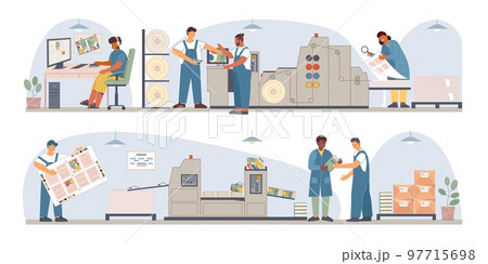 Print Book Publishing House Flat Composition Set 97715698